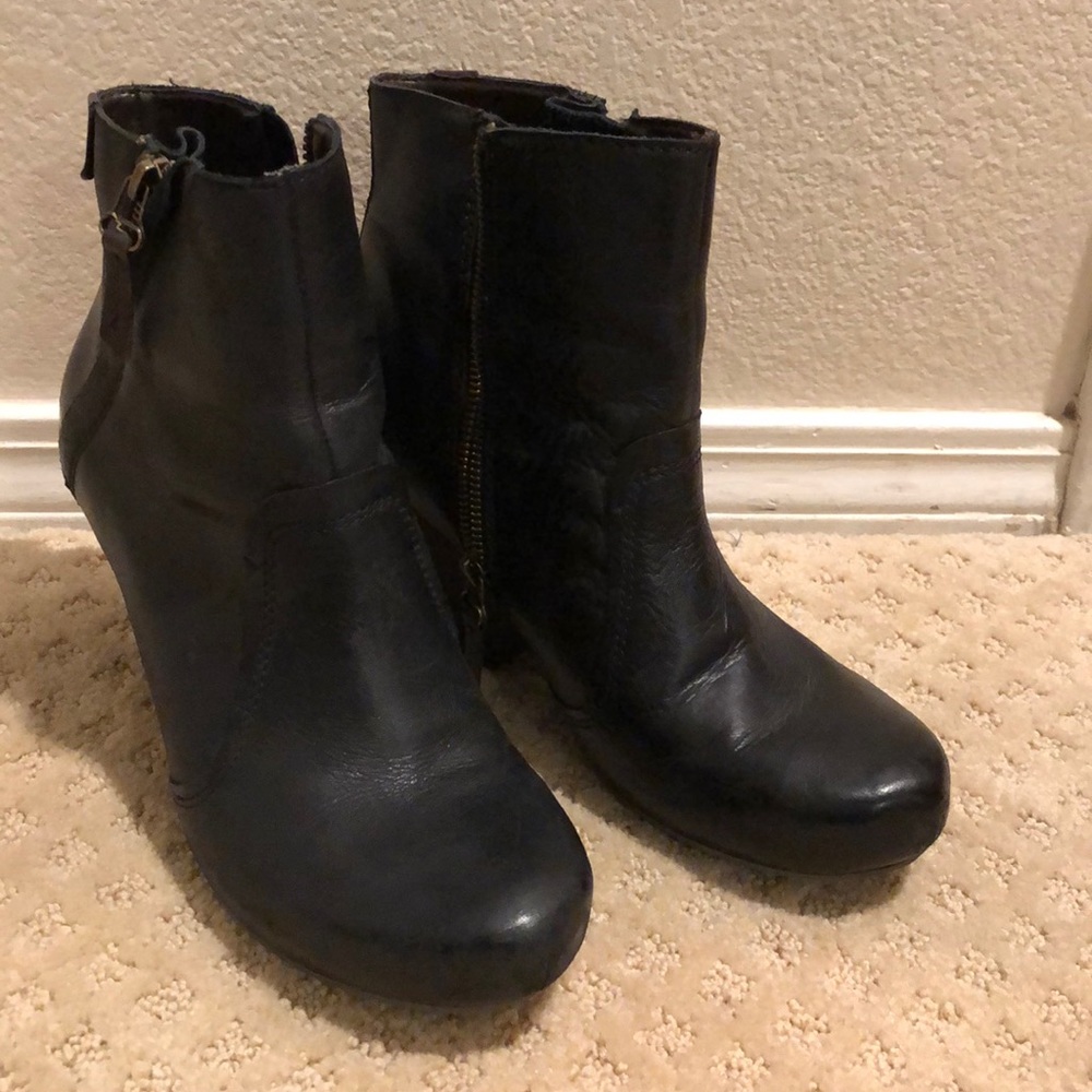 OBT Red Way Black Leather Booties